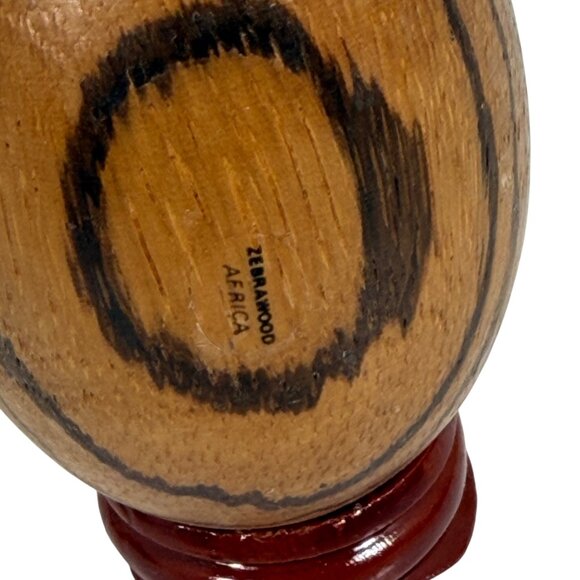 Handmade Africa Zebrawood Decorative Egg + Stand Easter/5th Anniversary Gift - Picture 4 of 7